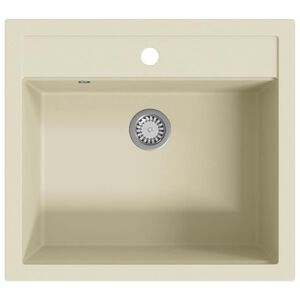 vidaXL &Eacute;vier de cuisine Granit Seul lavabo Beige