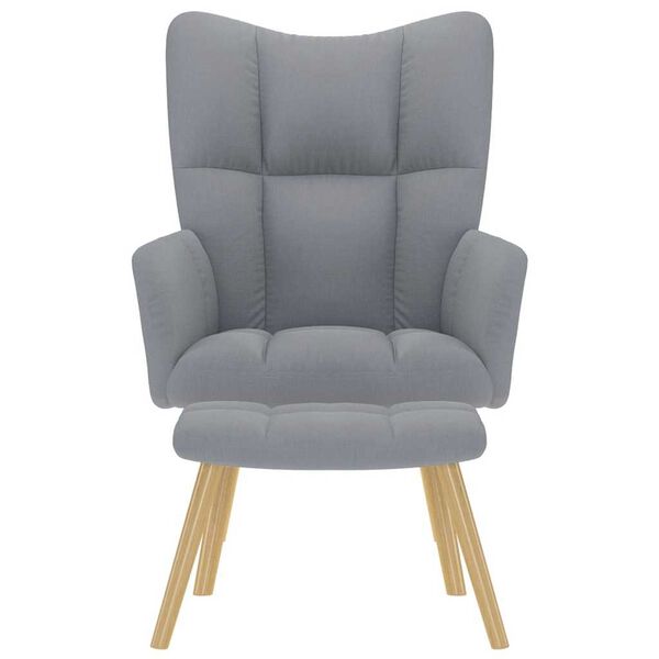 vidaXL Chaise de relaxation avec repose-pied Gris clair Tissu