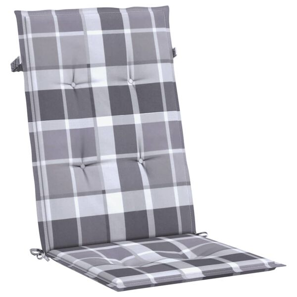 vidaXL Coussins de chaise jardin &agrave; dossier haut lot de 4 carreaux gris