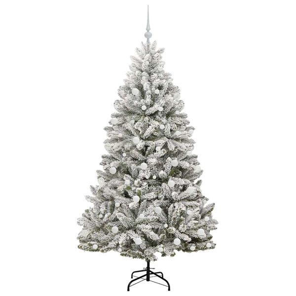 vidaXL Sapin de No&euml;l artificiel Vert et blanc 180 cm PVC et m&eacute;tal