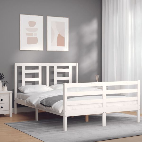 vidaXL Cadre de lit sans matelas blanc 140x200 cm bois massif