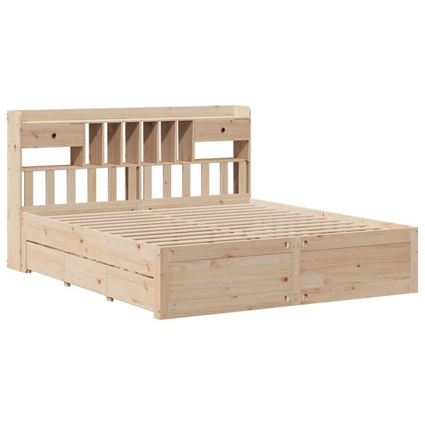 vidaXL Lit biblioth&egrave;que sans matelas 180x200 cm bois massif de pin