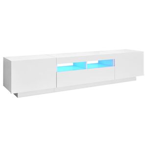 vidaXL Meuble TV avec lumi&egrave;res LED Blanc 180x35x40 cm