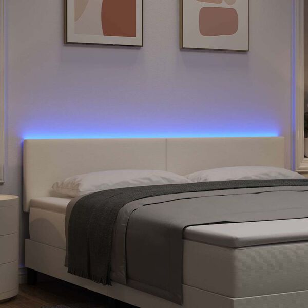 vidaXL T&ecirc;te de lit LED avec des lumi&egrave;res &agrave; LED Cr&egrave;me 180 cm Polyester