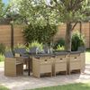 vidaXL Ensemble de salle &agrave; manger pour jardin 9 pcs Beige polyrotin