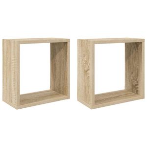 vidaXL &Eacute;tag&egrave;res cube murales 2 pcs ch&ecirc;ne sonoma 30x15x30 cm