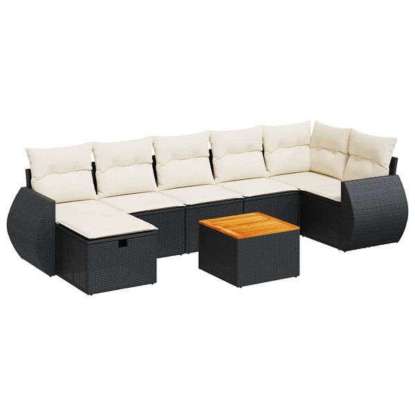 vidaXL Salon de jardin 8 pcs avec coussins noir r&eacute;sine tress&eacute;e