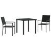 vidaXL Ensemble de salle &agrave; manger pour jardin 3 pc Noir Rotin PE