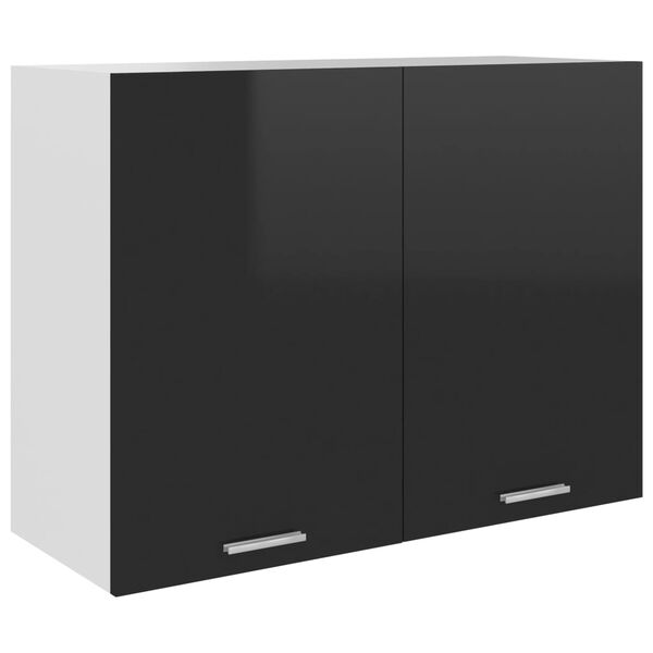 vidaXL Armoire suspendue "Lyon" Noir brillant 80x31x60 cm