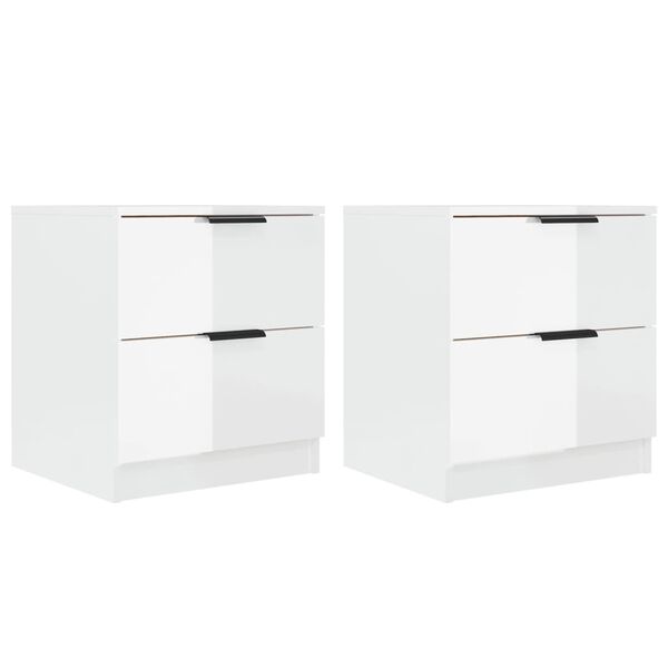 vidaXL Tables de chevet 2 pcs Blanc brillant Bois d'ing&eacute;nierie