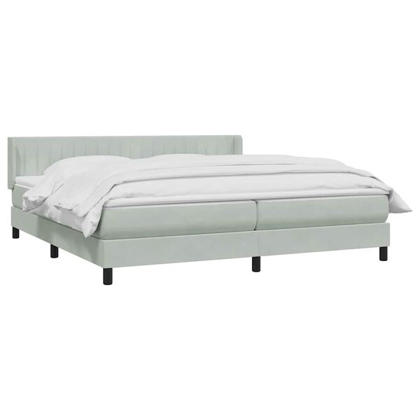 vidaXL Sommier &agrave; lattes de lit et matelas gris clair 180x210cm velours