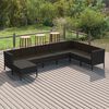 vidaXL Salon de jardin 8 pcs avec coussins r&eacute;sine tress&eacute;e noir