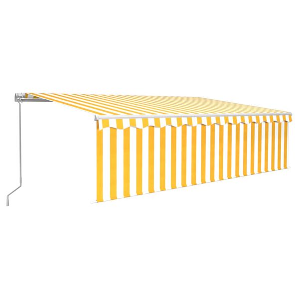 vidaXL Auvent r&eacute;tractable manuel avec store LED 5x3 m Jaune et blanc
