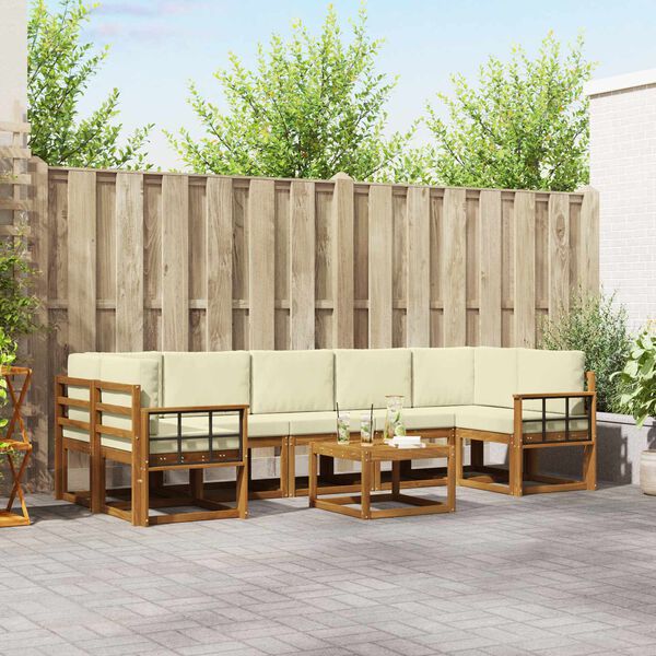vidaXL Ensemble de canap&eacute;s d'ext&eacute;rieur 8 pcs Naturel et Cr&egrave;me