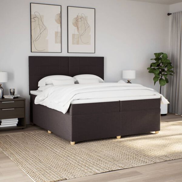 vidaXL Sommier &agrave; lattes de lit avec matelas Marron fonc&eacute; 200x200 cm