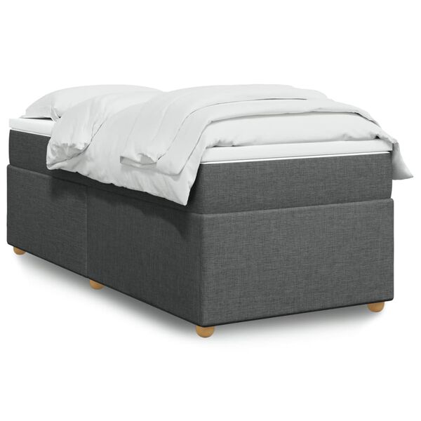 vidaXL Sommier à lattes de lit avec matelas Gris foncé 100x200cm Tissu