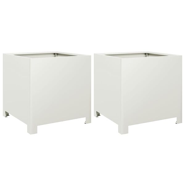vidaXL Jardinières 2 pcs blanc 40x40x40 cm acier