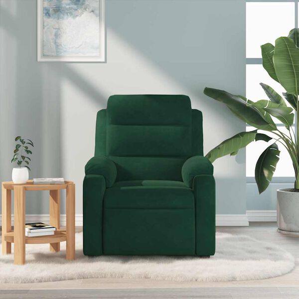 vidaXL Fauteuil de massage inclinable vert fonc&eacute; velours