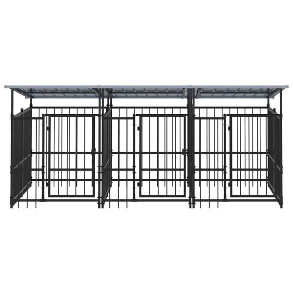 vidaXL Chenil d'ext&eacute;rieur avec toit pour chiens Acier 5,63 m&sup2;