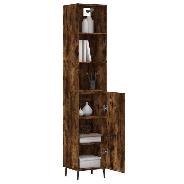 vidaXL Buffet haut Ch&ecirc;ne fum&eacute; 34,5x34x180 cm Bois d'ing&eacute;nierie