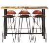 vidaXL Ensemble de bar 7 pcs Bois de r&eacute;cup&eacute;ration et cuir v&eacute;ritable