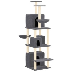 vidaXL Arbre &agrave; chat avec griffoirs en sisal Gris fonc&eacute; 180 cm