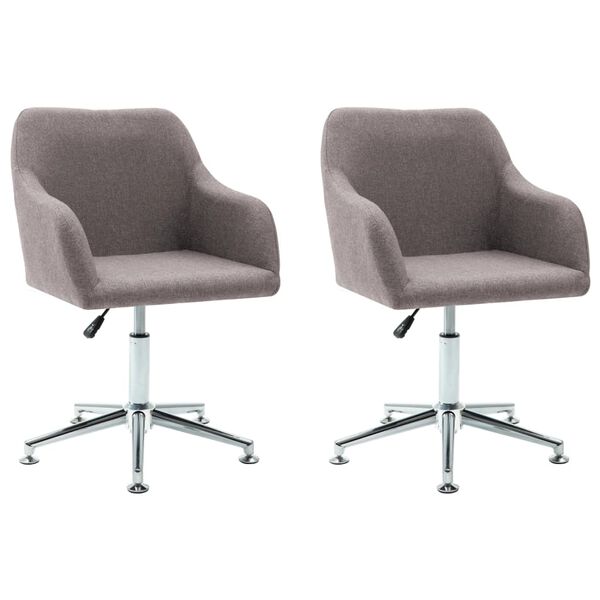 vidaXL Chaises pivotantes &agrave; manger lot de 2 taupe tissu