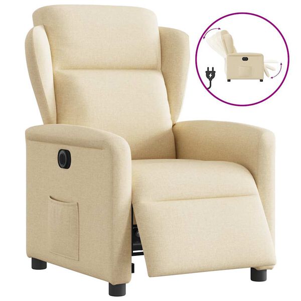 vidaXL Fauteuil inclinable &eacute;lectrique Cr&egrave;me Tissu