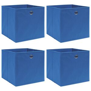 vidaXL Bo&icirc;tes de rangement 4 pcs Bleu 32x32x32 cm Tissu