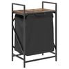 vidaXL Panier &agrave; linge 1 compartiment avec &eacute;tag&egrave;re en ch&ecirc;ne fum&eacute;