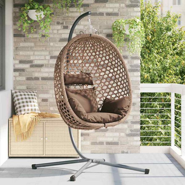 vidaXL Chaise suspendue Caf&eacute; 104 x 100 x 191 cm polyrotin