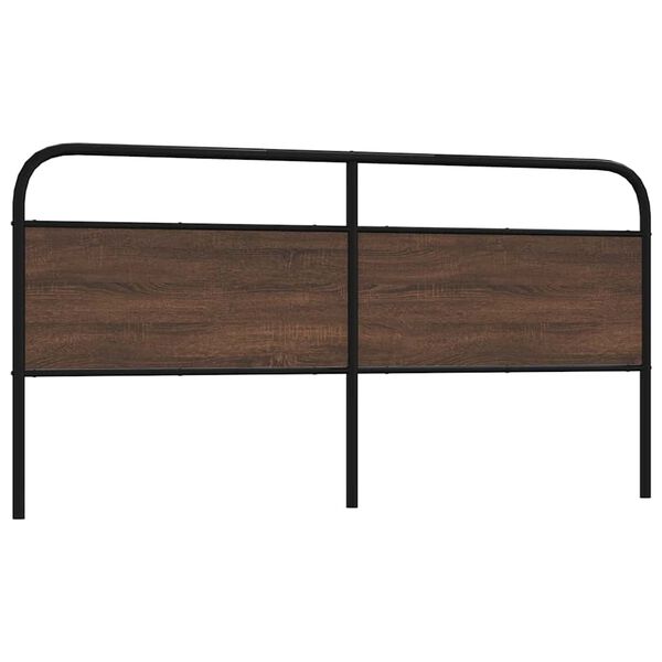 vidaXL T&ecirc;te de lit ch&ecirc;ne marron 180 cm acier et bois d'ing&eacute;nierie