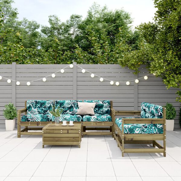vidaXL Salon de jardin 6 pcs avec coussins bois de pin impr&eacute;gn&eacute;