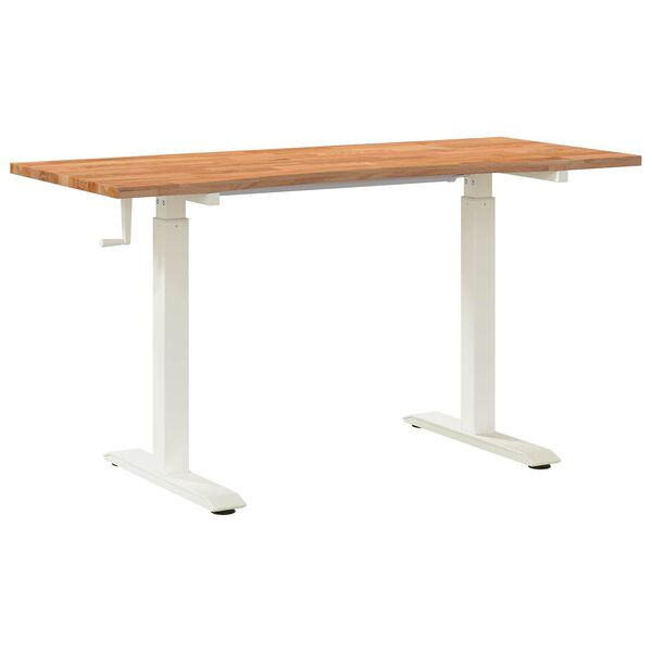 vidaXL Bureau Blanc et Brun Clair 140 x 60 cm Bois de ch&ecirc;ne massif