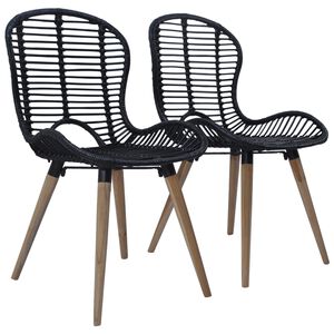 vidaXL Chaises &agrave; manger lot de 2 noir rotin naturel