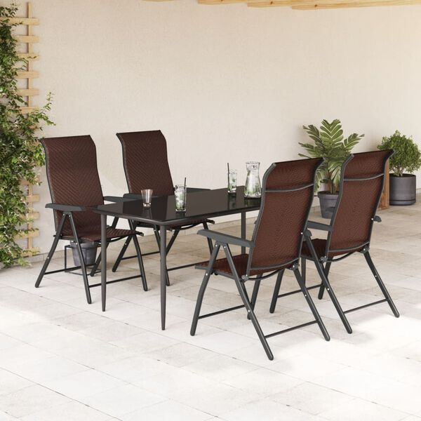 vidaXL Chaises pliables de jardin lot de 4 marron résine tressée