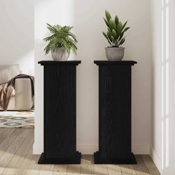 vidaXL Support de Plante Ch&ecirc;ne noir 33 x 33 x 100 cm Bois d'ing&eacute;nierie
