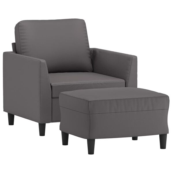 vidaXL Fauteuil avec repose-pied Gris 60 cm Similicuir
