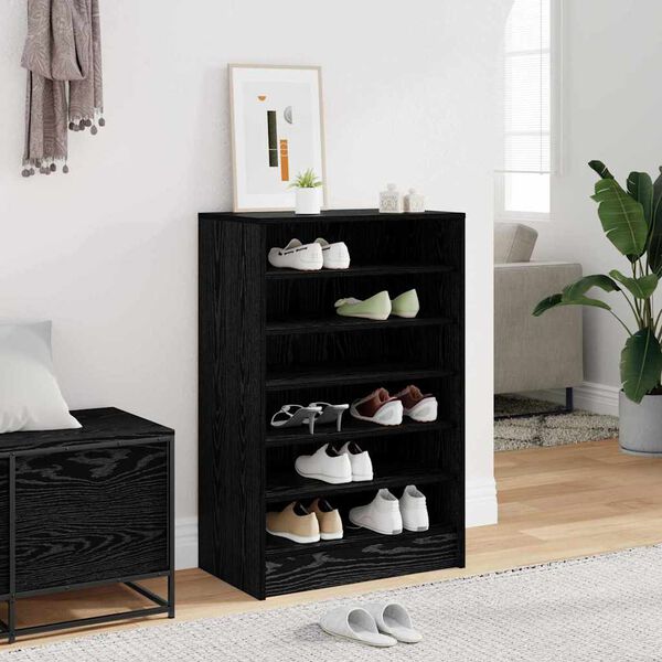 vidaXL Cabinet &agrave; chaussures avec &eacute;tag&egrave;re Ch&ecirc;ne noir 60 x 35 x 92 cm