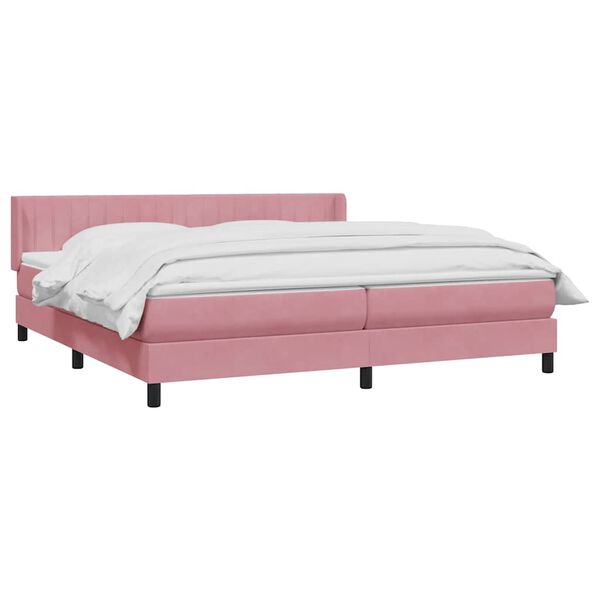 vidaXL Sommier &agrave; lattes de lit avec matelas rose 180x210 cm velours