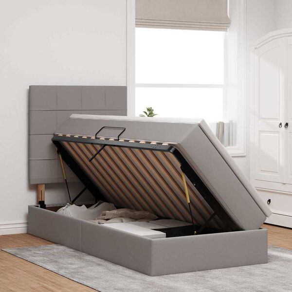 vidaXL Lit avec rangement et matelas Taupe 90 x 190 cm Polyester