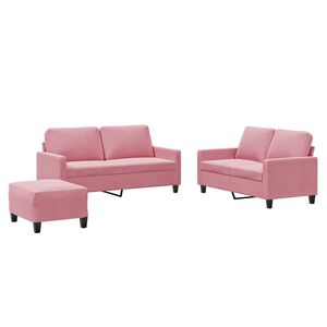 vidaXL Ensemble de canap&eacute;s 3 pcs avec coussins Rose Velours