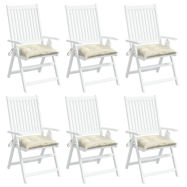 vidaXL Coussins de chaise lot de 6 blanc crème 50x50x7 cm tissu oxford