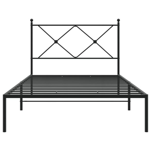 vidaXL Cadre de lit métal sans matelas avec tête de lit noir 100x200cm
