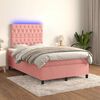 vidaXL Sommier &agrave; lattes de lit et matelas LED rose 120x190 cm velours