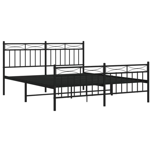vidaXL Cadre de lit m&eacute;tal sans matelas avec pied de lit noir 160x200cm