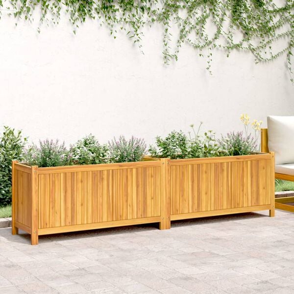 vidaXL Jardini&egrave;re avec doublure 199x38,5x50 cm bois massif d'acacia