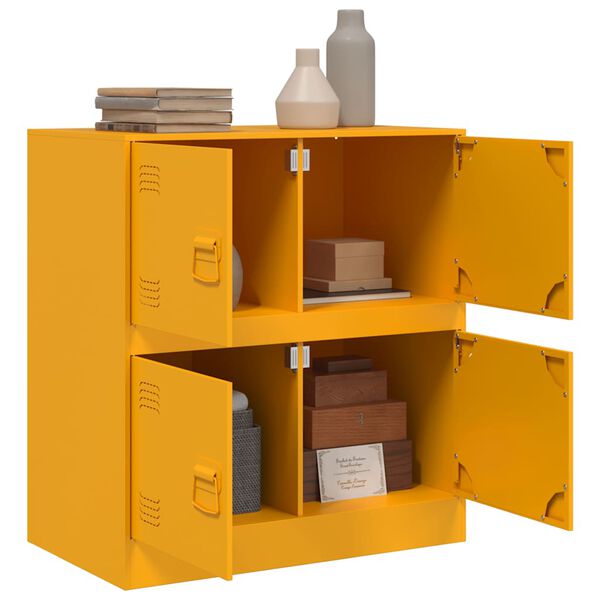 vidaXL Buffet jaune moutarde 67x39x73 cm acier