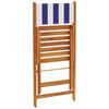 vidaXL Ensemble de bistro 3 pcs bleu et blanc tissu et bois massif