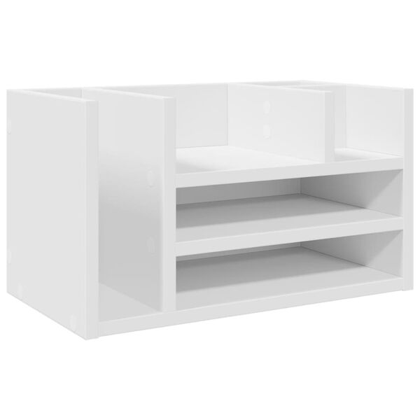 vidaXL Organisateur de bureau blanc 44,5x24x25 cm bois d'ing&eacute;nierie